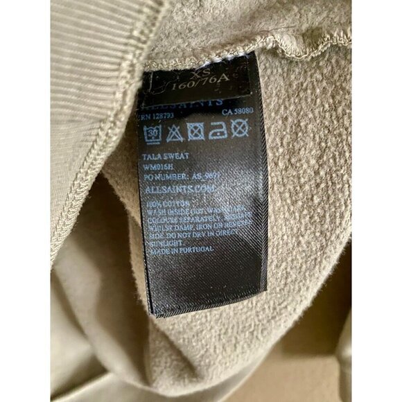 Allsaints Tala Sweat V Neck Sweatshirt Tunic Size XS tan Beige Cotton High Low - Picture 7 of 7